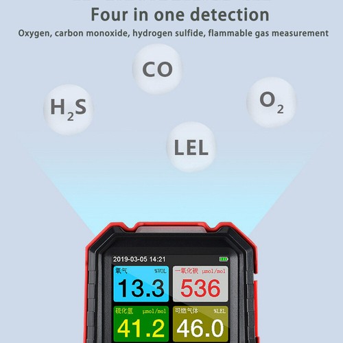 4 in 1 Gas Detector O2 H2S CO LEL EX Test Meter Analyzer Air Monitor Tester Tool - Picture 11 of 12