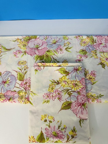 Vintage Perqout No Iron Link blau gelb Blumenmuster König Kissenbezug 2er Set