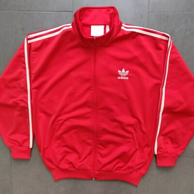 Vintage 90s Adidas Firebird Red White Track Jacket Mens M Trefoil