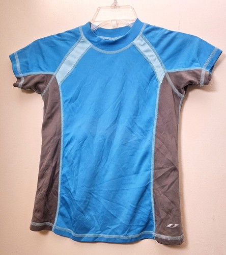 Oxide Kids Boys Short Sleeve Swim Rashguard T Shirt Blue & Gray XL 14-16