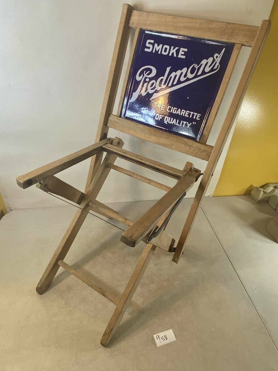 cigarette chair ANTIQUE PIEDMONT CIGARETTES ADVERTISING SIGN FOLDING 2 sided porcelain Smoke Piedmont Folding Chair double