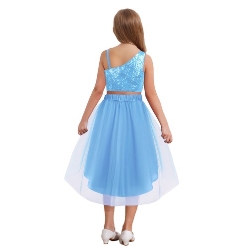 Mädchen Kleidensatz Armlos Perlen-Outfit Unregelmäßiger Saum Solid Color Luxus - Bild 60 von 81