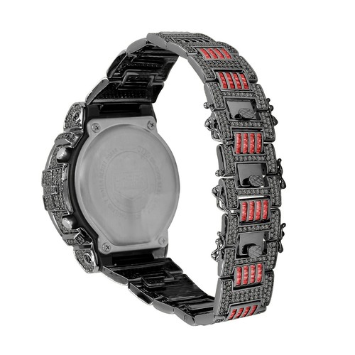 New Icy Authentic Baguette Red Ruby Black Gold Casio G-Shock DW-6900 Watch - Picture 3 of 6