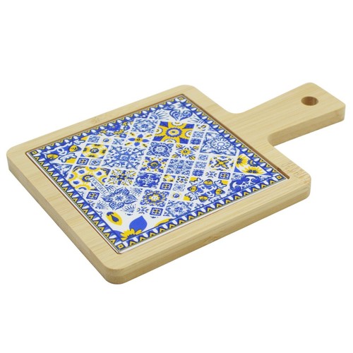 Portuguese Ceramic Tile Tray – Blue and Yellow Azulejo Tile Design - Picture 2 of 2