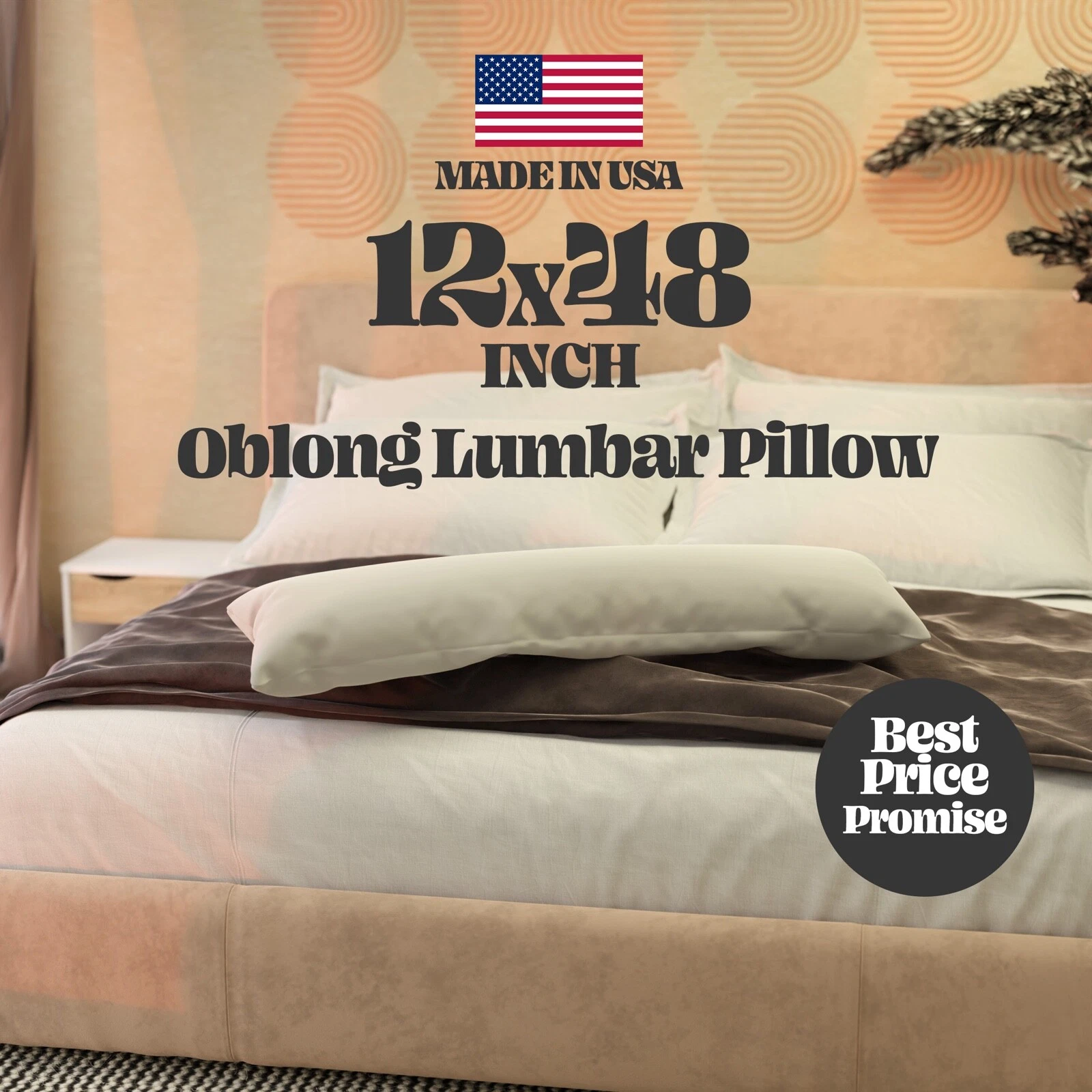 12x48 Discount Pillow Factory Boudior Pillows Lumbar Pillows Insert Made in USA