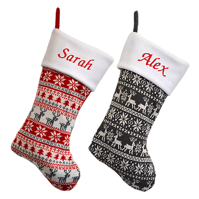 PERSONALISED CHRISTMAS STOCKING *Add Your Name* Embroidered XMAS Deluxe Range