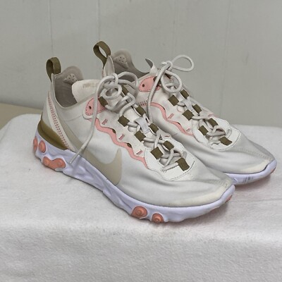 Nike React Element 55 Running Shoes Womens 8 Phantom Light Brown Pink Sneakers