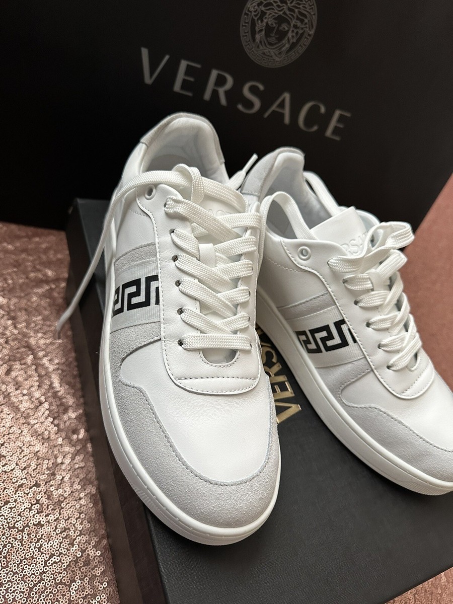 スニーカー VERSACE  Sneakers Women Leather White/Lilac Versace White Leather Low Tops | Luxury Designer Fashion