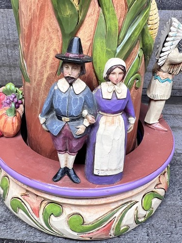 Jim Shore "Gather And Be Grateful" Turkey/Moveable Pilgrim/Indians Figurine VGC - Picture 7 of 14