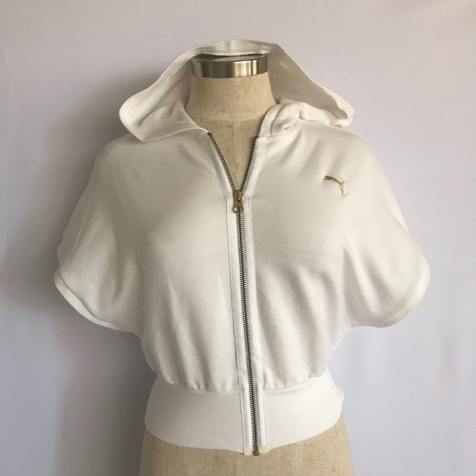 white crop zip up jacket