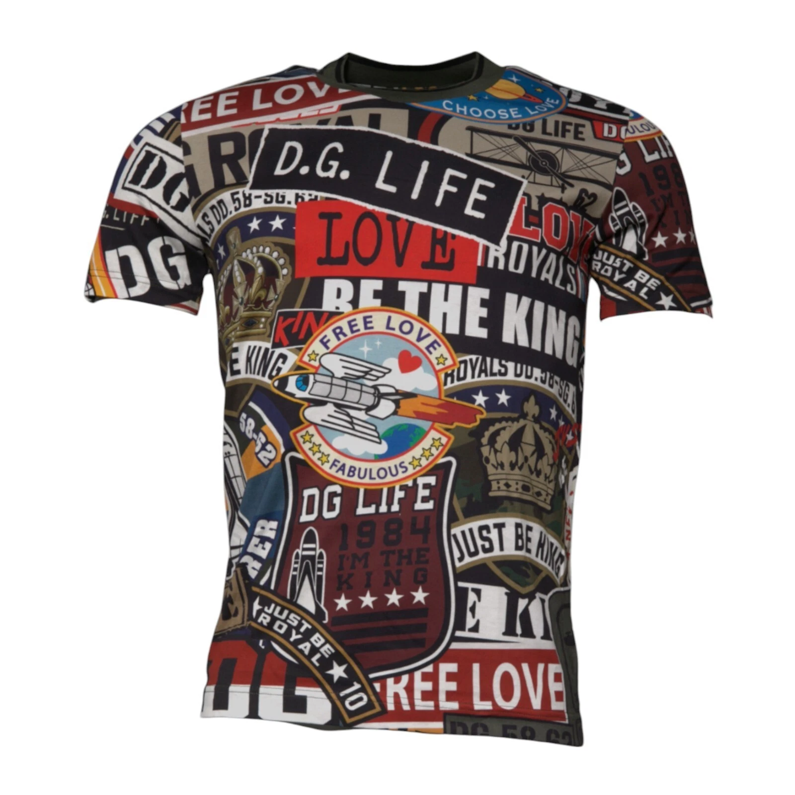 DOLCE & GABBANA T-shirt Multicolor Graphic Print Cotton Crew Neck IT48/US38/M