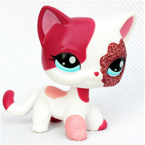 Littlest Pet shop LPS Toy #2291 Pink White Sparkle Glitter Short Hair Cat Kitty | eBay