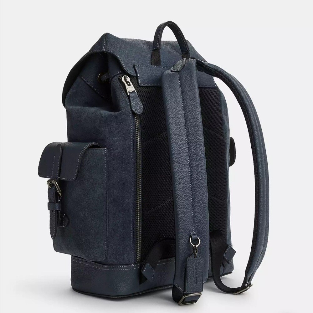 NWT COACH Hudson Backpack Leather/Suede in Gunmetal/Denim | eBay