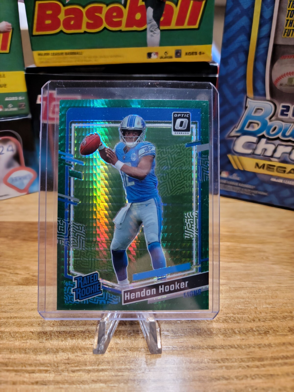 Hendon Hooker 2023 Panini Optic Prizm #234 Green Hyper Prizm Rated Rookie (RC)