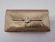 Whiting And Davis Gold Mesh Clutch With Mirror