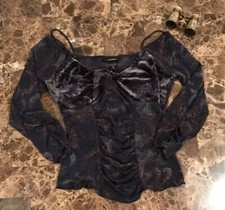 Y2K Fairy Grunge Witchy Regency Goth Runched Top Babydoll Alt Whimsigoth S HTF 