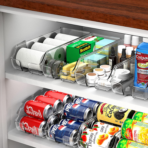 Soda Can Organizer for Pantry / Refrigerator, Clear, Set of 2 - Picture 4 of 12