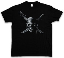 PIRATE SKULL T-SHIRT Ship Sailor Pirates Caribbean Teach Charles Vane