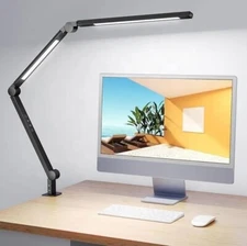 LED Desk Lamp with Clamp + Stand/Base Swing Arm Eye Care Aluminum