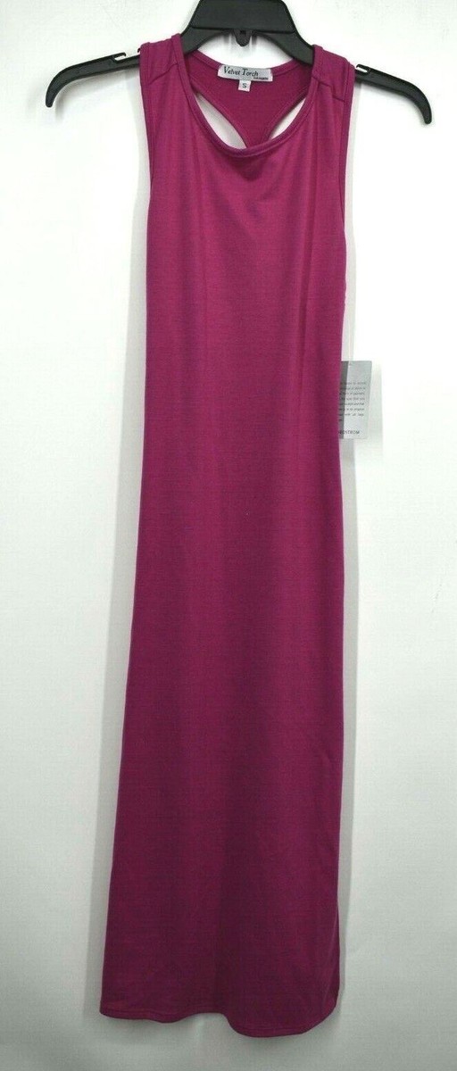 Velvet Torch Womens Midi Back Twist Dress Crew Sleeveless Bodycon  Silhouette S