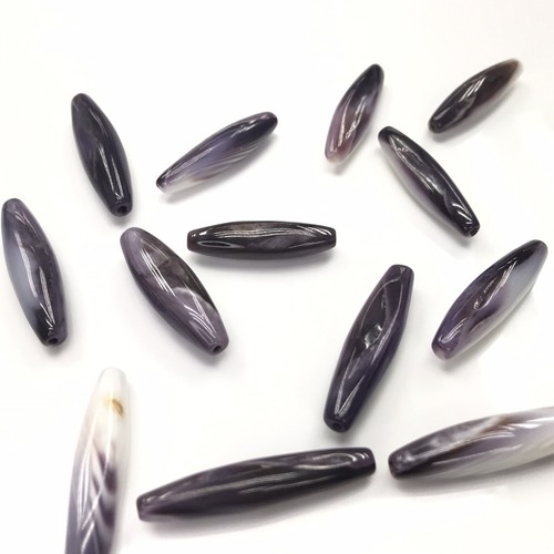 2 PC - Natural Purple Wampum Quahog Shell Olive Beads NEW DIY Design Special