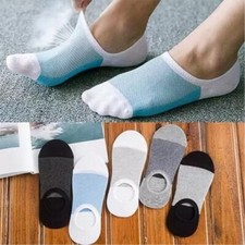 Men Invisible No Show Short Socks Cotton Mesh Breathable Low Cut Ankle Hosiery  