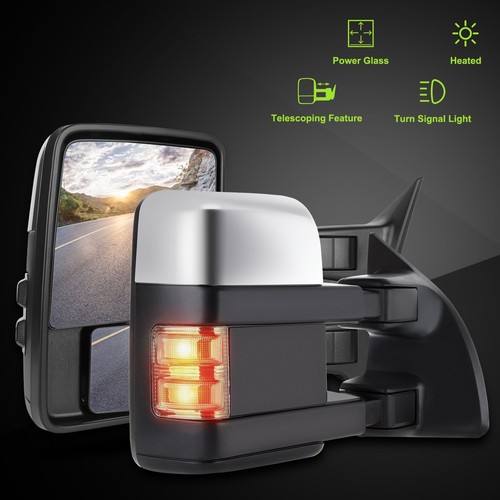 L+R Side Mirrors For 99-07 Ford F-Series Super Duty Excursion Turn Signal Heated - Picture 2 of 12