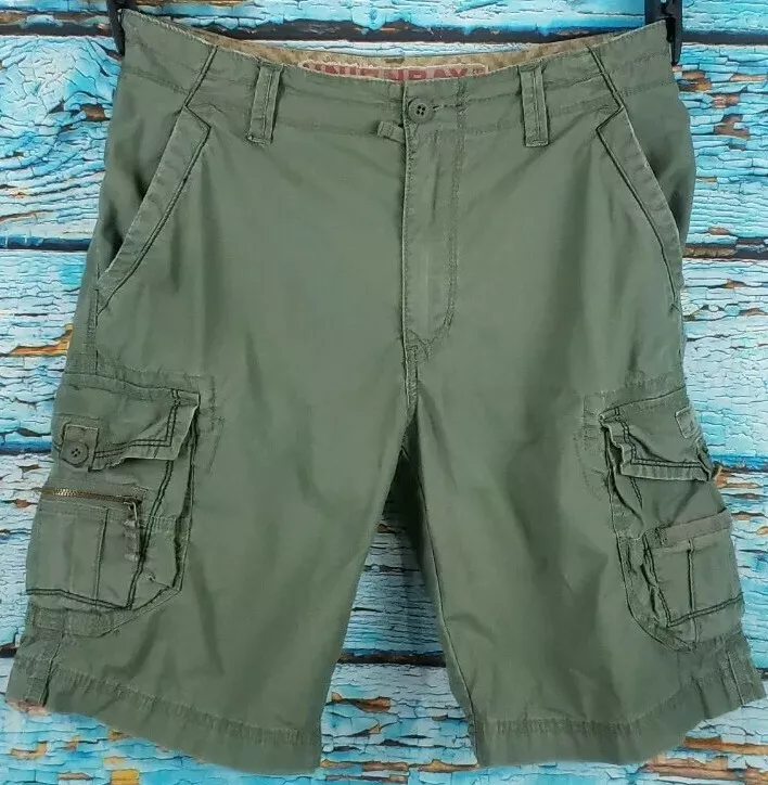 UNIONBAY Men's Size 34 Khaki Flat Front 6-Pocket 100% Cotton Casual Cargo  Shorts | SidelineSwap