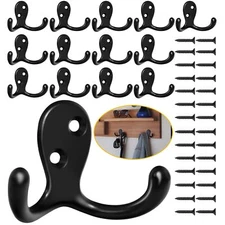 14 Pack Heavy Duty Double Coat Hooks Wall Mounted Robe Hooks for Keys Towels