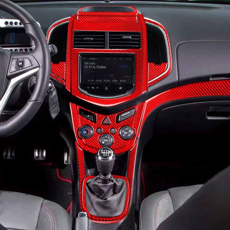 68Pcs Red Carbon Fiber Kits Full Interior Cover Trim For Chevrolet Sonic 2012-16 — 第 2/4 张图片