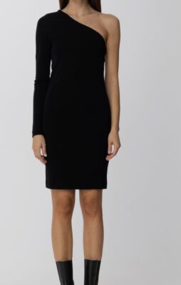 $533 Just Cavalli Women's Black Embellished One-Shoulder Mini Dress Size 38