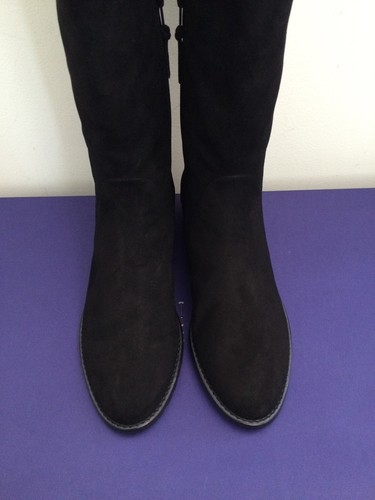 $695 Nuevas en caja Stuart Weitzman Needaride Gamuza Sobre la Rodilla Bota Negra Talla 7 - Imagen 2 de 8
