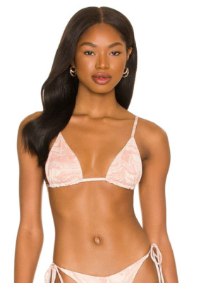 L*Space Women's Brittany Triangle Swim Top All Swirled Up Shimmer Pink Sz M NEW