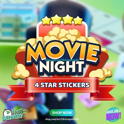 New Album Stickers_Monopoly_Go! 4 Stars Movie_Night-Cards
