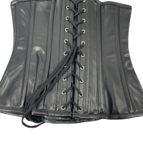 NEW Top Drawer Daisy Corsets Steel Boned vegan leather lace up Corset Sz S black