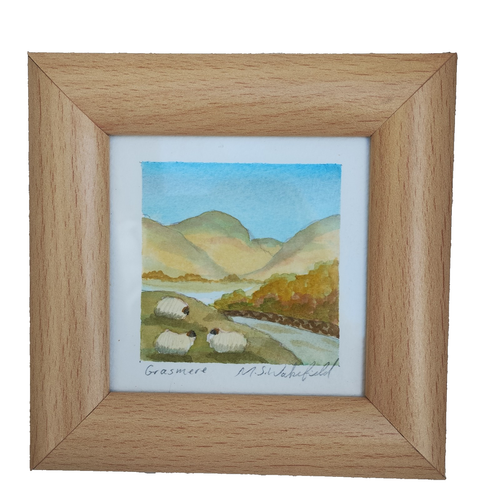 Grasmere Miniatur Gemälde gerahmt Original Aquarell signiert M.S. Wakefield