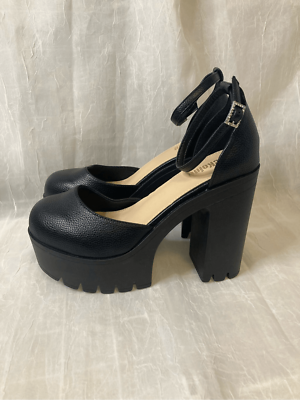 Women's McKoine Black Mary Jane Platform Ankle Bling Shoes
