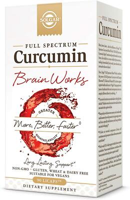 Solgar Brain Works Herbal Supplement 90 Count Cognitive Support Memory Focus