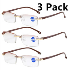 3 Pack Frameless Diamond Trimming rimless Reading glasses Anti-blue ray Reader