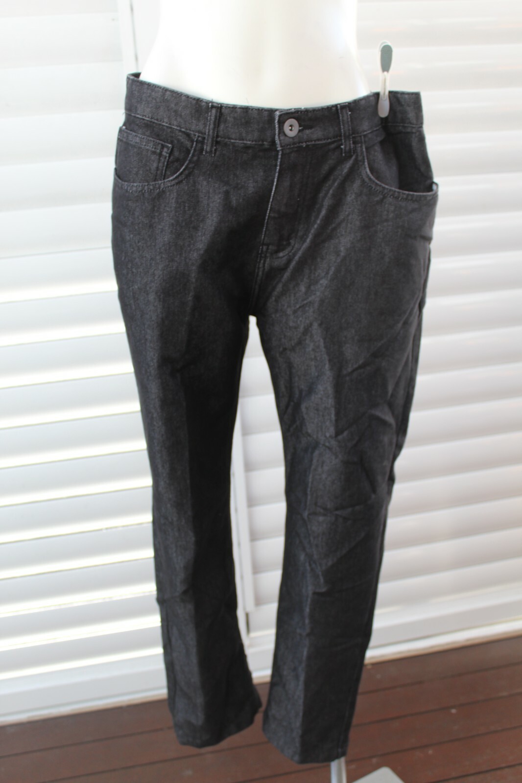 ce🌏 SIZE W36"/L32" PEP & CO COTTON BLEND BLACK STRAIGHT LEG DENIM JEANS MENS