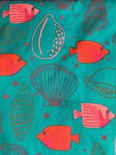 SCRUB TOP SIZE M FISH SEASHELLS TEAL NWT NURSE MEDICAL VET CNA DENTAL UNIFORM