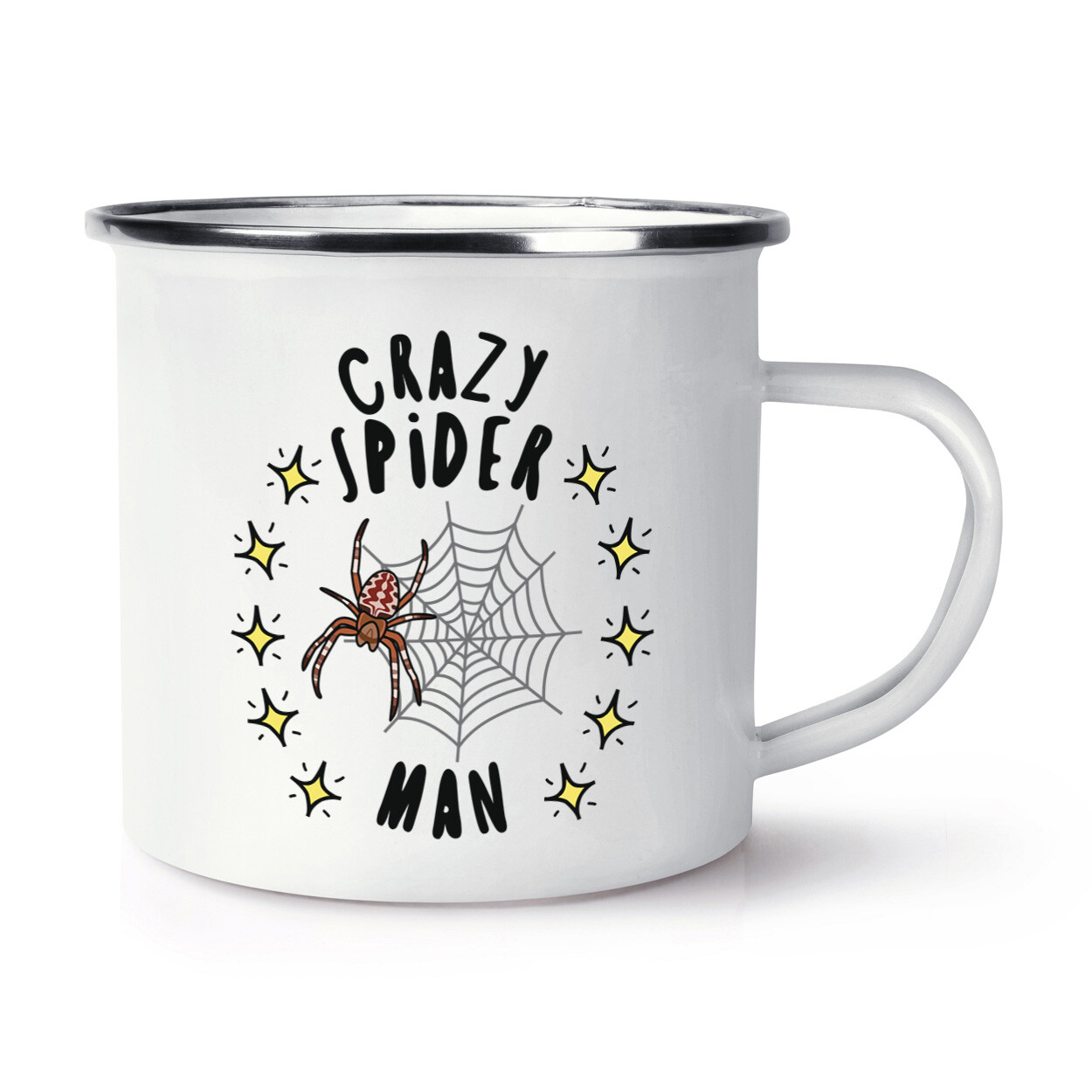 Crazy Spider Man Stars Enamel Mug Cup Dad Fathers Day Boyfriend Animal Funny