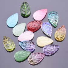 10pcs Leaf Shape Petal 18x11mm Lampwork Glass Loose Pendants Beads DIY Jewelry
