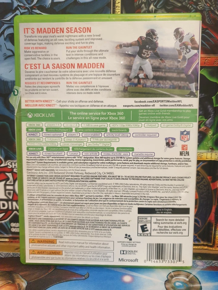 Xbox 360 Madden 15 Kinect NFL Football Video Game EA Sports Works Perfect - Image 3 of 3