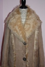 Womens Faconnable $3700 Light Brown Fur Lambskin Shearling Leather Coat Sz Large