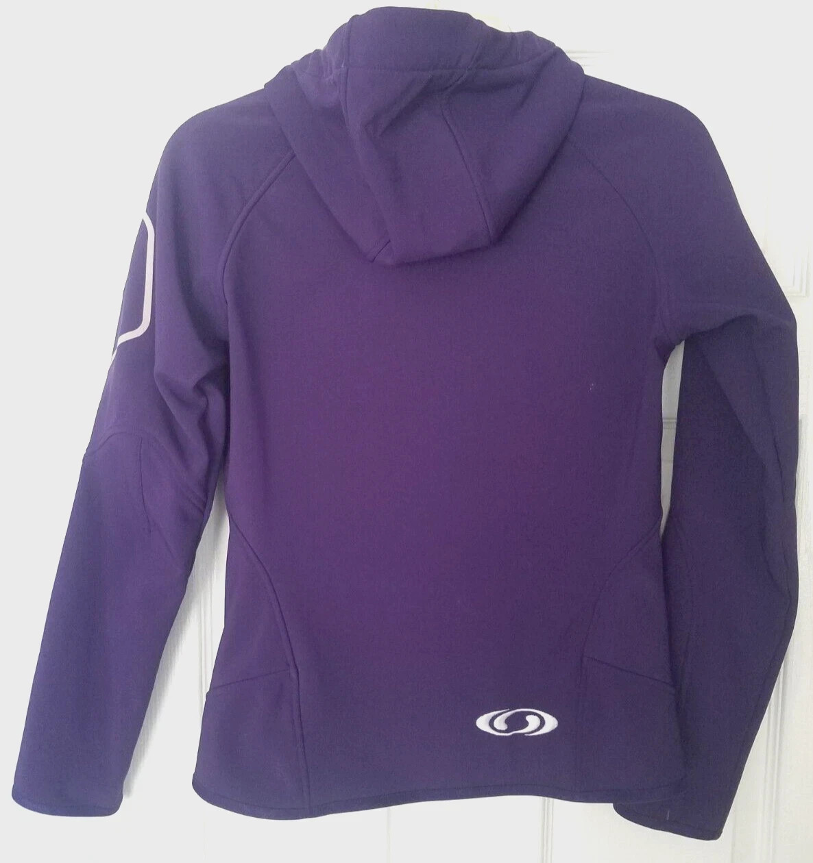 Giacca softshell Salomon viola full zip con cappuccio manica lunga clima vento taglia S
