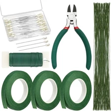 Floral Arrangement Kit Green Tape Wire Pins Cutter for Wreath Bouquet Making 