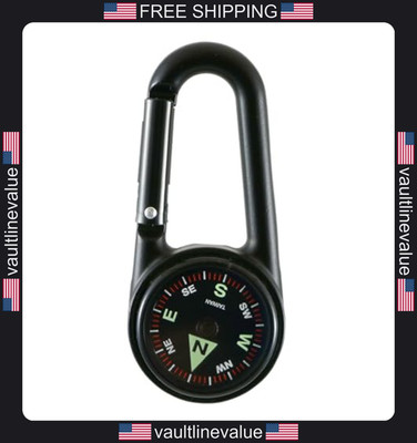 Coghlan's Black Carabiner Liquid-filled Compass for Camping, Hiking Navigation