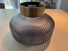 IKEA SOLKLINT Ceiling Lamp, Brass/Grey Clear Glass, Steel 11"