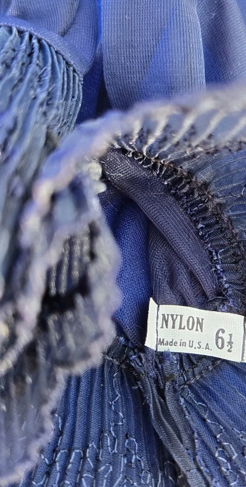 Guantes de vestir transparentes vintage de mediados de siglo para dama azul marino talla 6,5 Foto 3 de 4